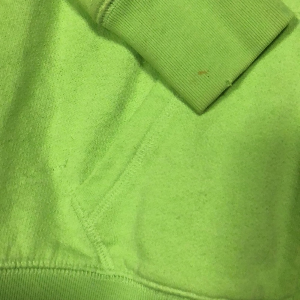 VICTORIA SECRET PINK neon green zip up hooded jacket D4 - Picture 5 of 6